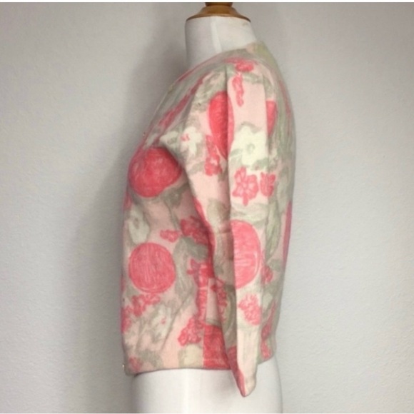 Vintage Rosecrest Women's Cream Peach Floral Button Cardigan Size Small Coquette - Picture 6 of 14